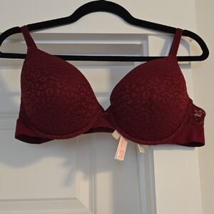 PINK Victoria's Secret Deep Red Lace Bra
